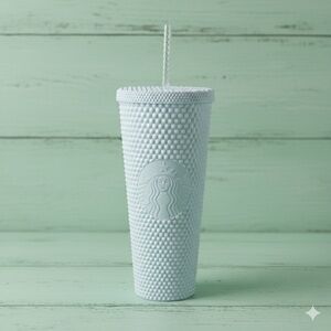 NWT Starbucks 2024 Spring White Diamond Studded Bling Mint Interior Venti 24 OZ